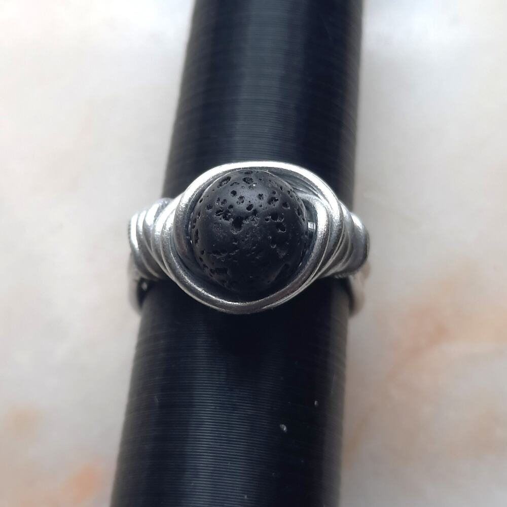 Black Lava Diffuser Ring Unisex Four Strand Aluminum Wire Shank Sz 6 NEW
